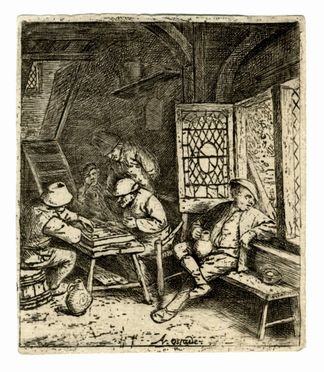  Adriaen (van) Ostade  (Haarlem, 1610 - ivi, 1685) : I giocatori di trick-track.  - Asta Stampe, disegni e dipinti antichi, moderni e contemporanei - Libreria Antiquaria Gonnelli - Casa d'Aste - Gonnelli Casa d'Aste
