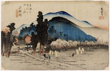  Ando Hiroshige  (Edo, 1797 - 1858) : Ishiyakushi, Ishiyakushi-ji (Ishiyakushi: il tempio di Ishiyakushi).  - Asta Stampe, disegni e dipinti antichi, moderni e contemporanei - Libreria Antiquaria Gonnelli - Casa d'Aste - Gonnelli Casa d'Aste