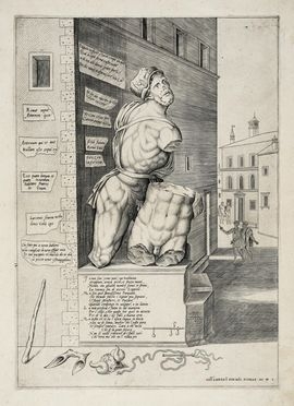  Antoine Lafréry  (Salins, 1512 - Roma, 1577) : Statua di Pasquino appresso la Casa del Card. Ursino.  - Asta Stampe, disegni e dipinti antichi, moderni e contemporanei - Libreria Antiquaria Gonnelli - Casa d'Aste - Gonnelli Casa d'Aste