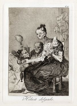  Francisco Goya y Lucientes  (Fuendetodos, 1746 - Bordeaux, 1828) : Hilan Delgado.  - Asta Stampe, disegni e dipinti antichi, moderni e contemporanei - Libreria Antiquaria Gonnelli - Casa d'Aste - Gonnelli Casa d'Aste