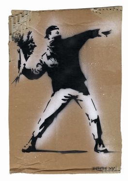  Banksy  (Bristol, 1974) : The flower thrower.  - Asta Stampe, disegni e dipinti antichi, moderni e contemporanei - Libreria Antiquaria Gonnelli - Casa d'Aste - Gonnelli Casa d'Aste