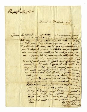  Pindemonte Ippolito : Lettera autografa firmata inviata a Domenico Gazzadi.  -  [..]
