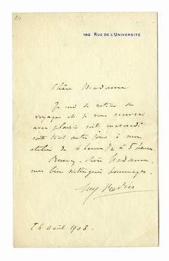  Rodin Auguste : Lettera autografa firmata.  - Asta Libri, autografi e manoscritti - Libreria Antiquaria Gonnelli - Casa d'Aste - Gonnelli Casa d'Aste