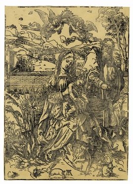  Albrecht Dürer  (Norimberga,, 1471 - 1528) : Sacra Famiglia con tre lepri.  - Asta Stampe, disegni e dipinti antichi, moderni e contemporanei [ASTA A TEMPO] - Libreria Antiquaria Gonnelli - Casa d'Aste - Gonnelli Casa d'Aste