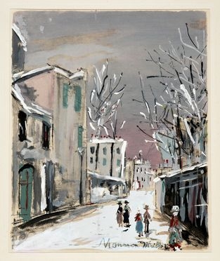  Maurice Utrillo  (Parigi, 1883 - 1955) [attribuito a] : La vieille Rue Saint-Vincent.  - Auction Ancient, modern and contemporary art - Libreria Antiquaria Gonnelli - Casa d'Aste - Gonnelli Casa d'Aste