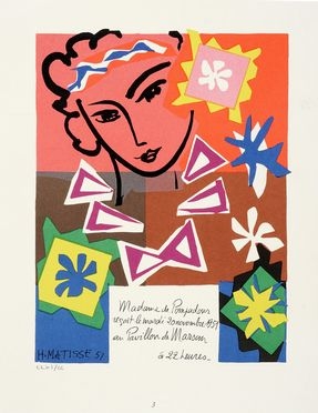  Henri Matisse  (Le Cateau-Cambrésis, 1869 - Nizza, 1954) : Madame de Pompadour.  [..]