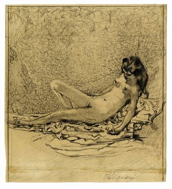  Telemaco Signorini  (Firenze, 1835 - 1901) : Nudo di donna.  - Asta Arte antica, moderna e contemporanea - Libreria Antiquaria Gonnelli - Casa d'Aste - Gonnelli Casa d'Aste