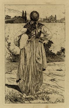  Giovanni Fattori  (Livorno, 1825 - Firenze, 1908) : Donna del gabbro.  - Auction  [..]