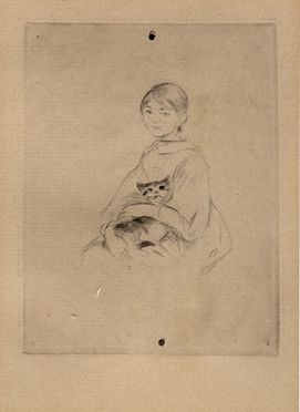  Berthe Marie Pauline Morisot  (Bourges, 1841 - Parigi, 1895) : Jeune fille au chat.  [..]