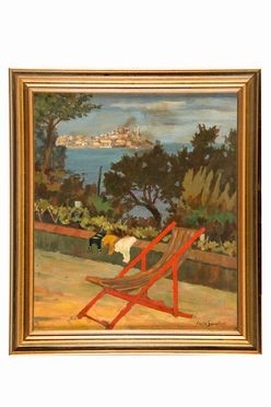  Carlo Servolini  (Livorno, 1876 - Collesalvetti, 1948) : La sdraio rossa.  - Auction Ancient, modern and contemporary art - Libreria Antiquaria Gonnelli - Casa d'Aste - Gonnelli Casa d'Aste