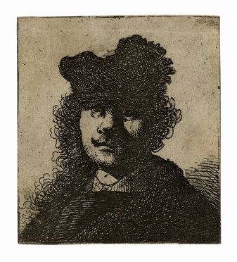  Rembrandt Harmenszoon van Rijn  (Leida,, 1606 - Amsterdam,, 1669) : Autoritratto con berretto e mantello scuro.  - Asta Arte antica, moderna e contemporanea - Libreria Antiquaria Gonnelli - Casa d'Aste - Gonnelli Casa d'Aste