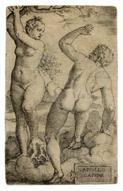  Barthel Beham  (Norimberga, 1502,  - Bologna,, 1540) : Apollo e Daphne.  - Auction Ancient, modern and contemporary art - Libreria Antiquaria Gonnelli - Casa d'Aste - Gonnelli Casa d'Aste