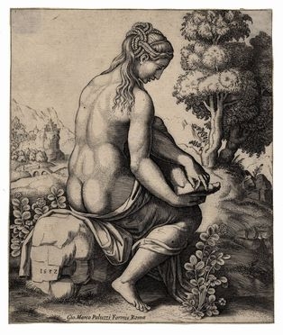  Maestro del Dado  (attivo a Roma,  - 1560) : Venere punta da una spina di rosa.  - Asta Arte antica, moderna e contemporanea - Libreria Antiquaria Gonnelli - Casa d'Aste - Gonnelli Casa d'Aste