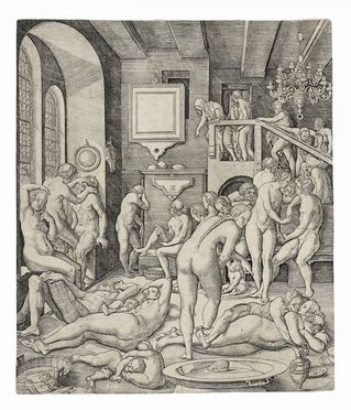  Virgil Solis  (Norimberga,, 1514 - 1562) : Un bagno pubblico.  - Auction Ancient, modern and contemporary art - Libreria Antiquaria Gonnelli - Casa d'Aste - Gonnelli Casa d'Aste
