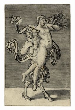  Agostino Veneziano  (Venezia (?),, 1490 - Roma,, 1540) : Satiro e ninfa.  - Asta  [..]