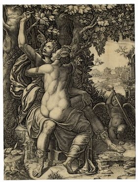  Giorgio Ghisi  (Mantova,, 1520 - 1582) : Angelica e Medoro.  - Asta Arte antica,  [..]
