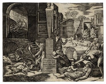  Marcantonio Raimondi  (Molinella,, 1480 - Bologna,, 1534) : Morbetto (La peste  [..]