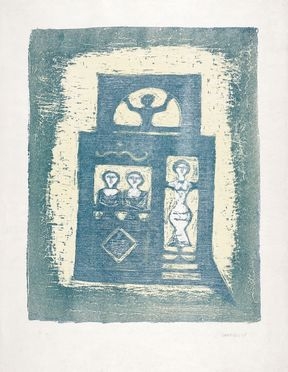  Massimo Campigli  (Berlino, 1895 - Saint-Tropez, 1971) : Donne nella casa blu.  - Asta Arte antica, moderna e contemporanea - Libreria Antiquaria Gonnelli - Casa d'Aste - Gonnelli Casa d'Aste