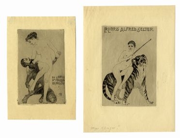  Max Klinger  (Lipsia, 1857 - Grossjena, 1920) : Lotto composto di 2 ex libris erotici.  [..]