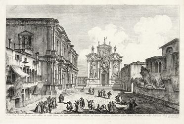  Michele Marieschi  (Venezia, 1710 - 1743) : Aedis Divi Rocchi facies rudis adhuc  [..]