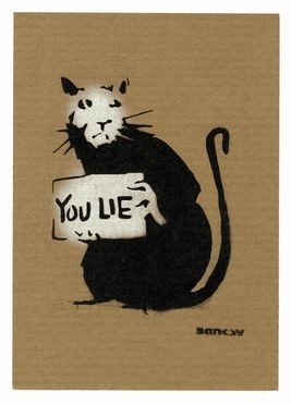  Banksy  (Bristol, 1974) : Rat. You lie.  - Auction Ancient, modern and contemporary  [..]