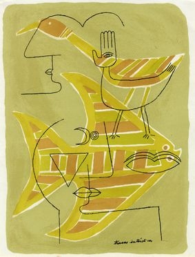  Victor Brauner  (Piatra Neam?, 1903 - Parigi, 1966) : Traces interstices.  - Auction Ancient, modern and contemporary art - Libreria Antiquaria Gonnelli - Casa d'Aste - Gonnelli Casa d'Aste