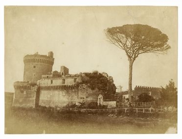  Giacomo Caneva  (Padova, 1813 - Roma, 1865) [attribuito a] : Ostia. Castello di  [..]