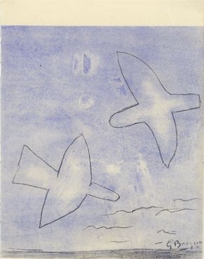  Georges Braque  (Argenteuil, 1882 - Parigi, 1963) : Due colombe.  - Auction Ancient,  [..]