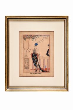  George Barbier  (Nantes, 1882 - Parigi, 1932) : Laissez-moi-seule!  - Auction Ancient, modern and contemporary art - Libreria Antiquaria Gonnelli - Casa d'Aste - Gonnelli Casa d'Aste