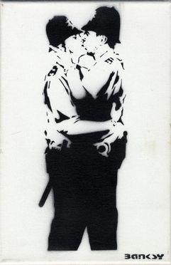  Banksy  (Bristol, 1974) : Kissing coppers.  - Asta Arte antica, moderna e contemporanea - Libreria Antiquaria Gonnelli - Casa d'Aste - Gonnelli Casa d'Aste
