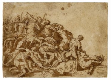  Jasper Broers  (Anversa,, 1682 - 1716) [attribuito a] : Scena di battaglia.  -  [..]