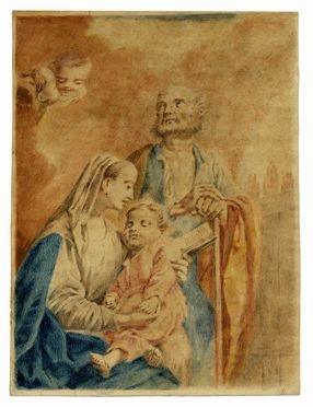  Anonimo del XVIII secolo : Sacra Famiglia con la Vergine che legge.  - Auction  [..]