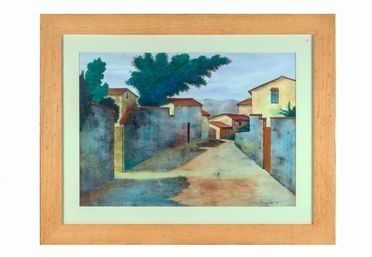  Nino Tirinnanzi  (Greve in Chianti, 1923 - 2002) : Sentiero con case.  - Asta Arte antica, moderna e contemporanea - Libreria Antiquaria Gonnelli - Casa d'Aste - Gonnelli Casa d'Aste