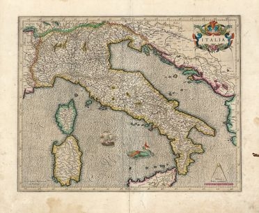  Gerard Mercator  (Rupelmonde, 1512 - Duisburg, 1594) : Italia.  - Asta Arte antica, moderna e contemporanea - Libreria Antiquaria Gonnelli - Casa d'Aste - Gonnelli Casa d'Aste