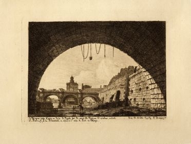  Charles Meryon  (Parigi, 1821 - Saint Maurice, 1868) : Le pont neuf a la Seine.  [..]