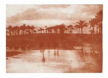  Autore non identificato : Paesaggio con figure: un'oasi nel Nord Africa.  Émile  [..]
