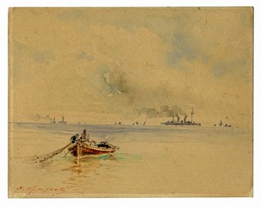  Agostino Fossati  (La Spezia, 1830 - 1904) : Barca.  - Asta Arte Moderna e Contemporanea  [..]