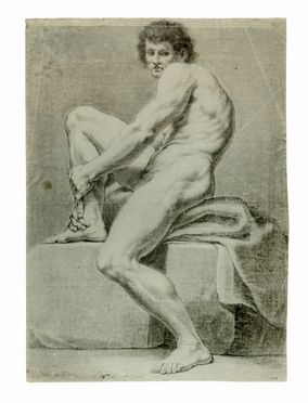  Anonimo del XIX secolo : Nudo seduto di profilo.  - Auction Modern and Contemporary Art - Libreria Antiquaria Gonnelli - Casa d'Aste - Gonnelli Casa d'Aste