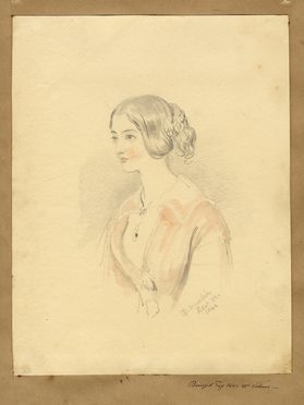  Daniel Maclise  (Cork, 1806 - Chelsea, 1870) : Ritratto femminile.  - Asta Arte  [..]