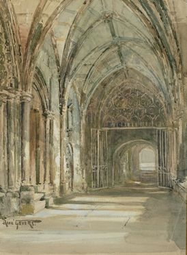  René Gevers  (Attivo in Belgio nel XIX secolo., 1869) : Interno della Cattedrale  [..]