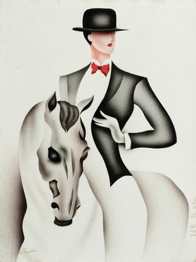  Anonimo del XX secolo : La cavallerizza.  - Auction Modern and Contemporary Art - Libreria Antiquaria Gonnelli - Casa d'Aste - Gonnelli Casa d'Aste