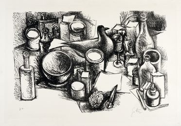  Renato Guttuso  (Bagheria, 1911 - Roma, 1987) : La tavola.  - Auction Modern and  [..]