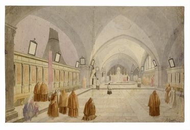  Luigi Bisi  (Milano, 1814 - 1886) : La chiesa.  - Asta Arte Moderna e Contemporanea  [..]