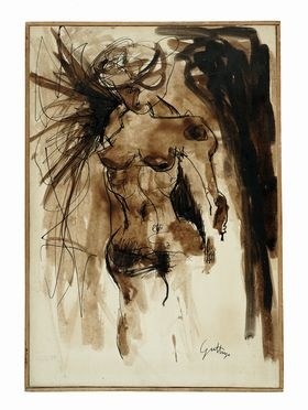  Renato Guttuso  (Bagheria, 1911 - Roma, 1987) [attribuito a] : Nudo femminile.  [..]