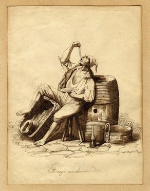  Raffaele Postiglione  (Napoli, 1818 - 1897) : Mangia maccheroni.  - Asta Arte Moderna  [..]
