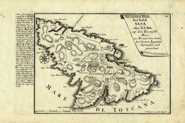  Gabriel Bodenehr  (Augusta, 1634 - 1727) [excudit] : Accurater plan/ der Insul/ ELVA/ oder ELBA,/ auf dem Toscanische/ Meer;/ in A°. 1730...  - Auction Books, autographs & manuscripts - Libreria Antiquaria Gonnelli - Casa d'Aste - Gonnelli Casa d'Aste