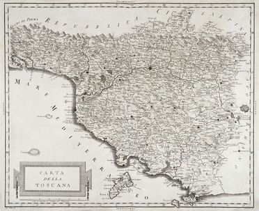  Cosimo Zocchi  (Firenze,, 1747 - notizie fino al 1787, ) : CARTA / DELLA / TOSCANA.  - Auction Books, autographs & manuscripts - Libreria Antiquaria Gonnelli - Casa d'Aste - Gonnelli Casa d'Aste