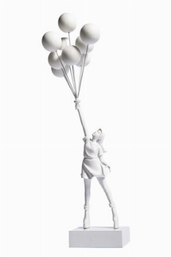  Banksy  (Bristol, 1974) : Flying Balloons Girl (White).  - Asta Arte Antica, Moderna e Contemporanea - PARTE II - Libreria Antiquaria Gonnelli - Casa d'Aste - Gonnelli Casa d'Aste