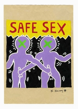  Keith Haring  (Reading, 1958 - New York, 1990) : Safe sex.  - Auction Ancient, modern and contemporary art - Libreria Antiquaria Gonnelli - Casa d'Aste - Gonnelli Casa d'Aste