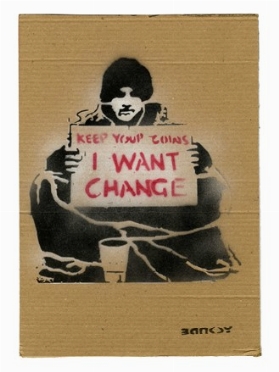  Banksy  (Bristol, 1974) : Dismaland. Keep your coins. I want change.  - Asta Arte Antica, Moderna e Contemporanea - PARTE II - Libreria Antiquaria Gonnelli - Casa d'Aste - Gonnelli Casa d'Aste